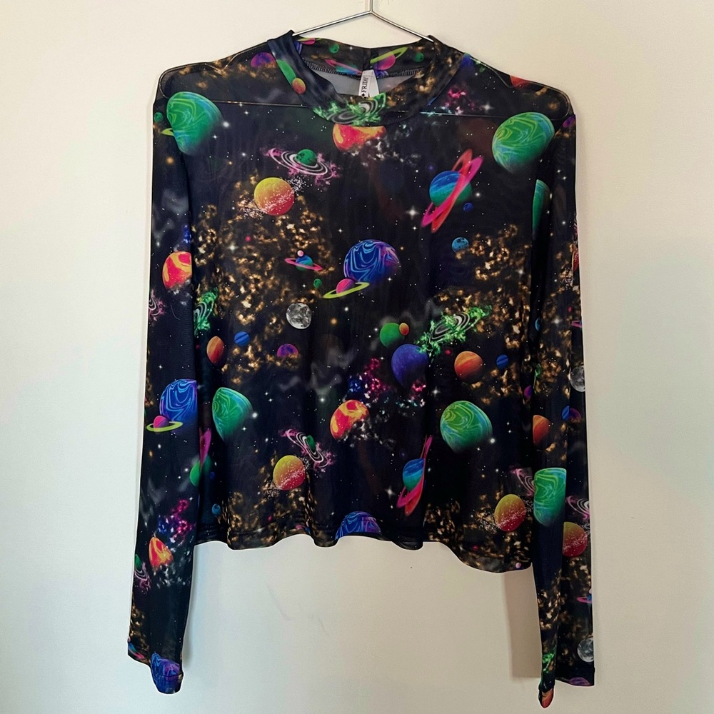 Black Friday Galaxy Mesh Top, Size 14